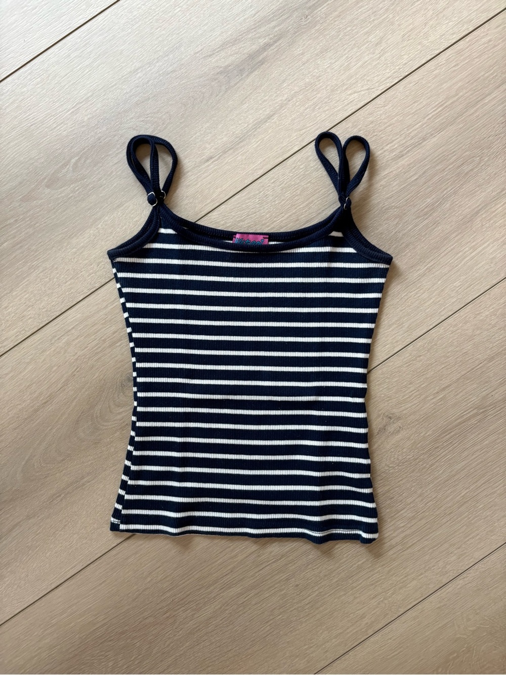 Edikted Navy & White Striped Ribbed Cami
